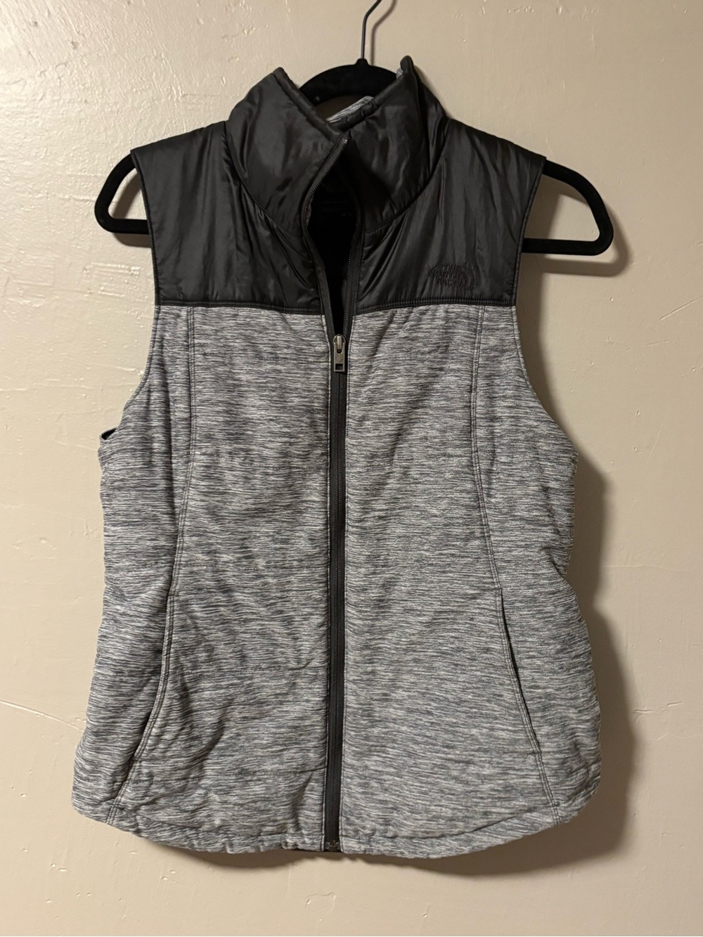 The North Face Women's Gray Heather Vest with Black Shoulder Yoke